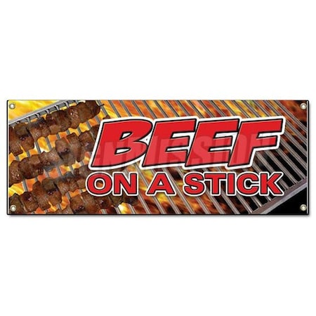 Signmission BEEF ON A STICK BANNER SIGN food vendor steak beef grill bbq meat restaurant B-Beef On A Stick
